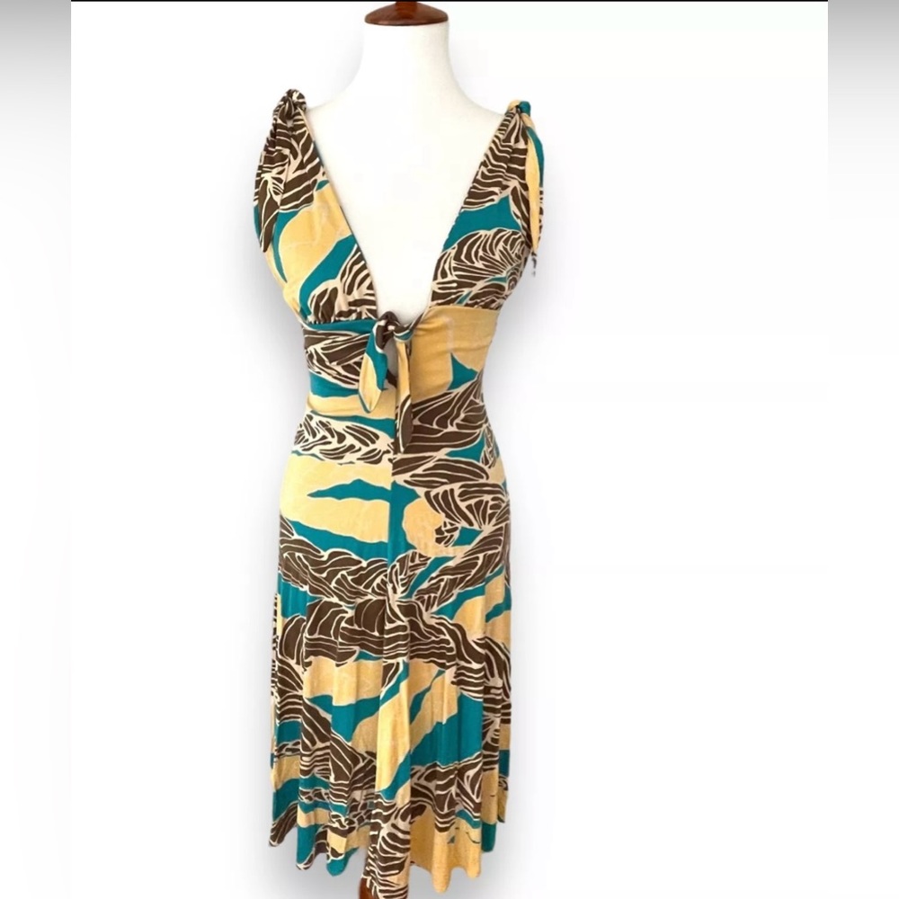 Mara Hoffman tie front, tie sleeve, sleeveless silk midi dress